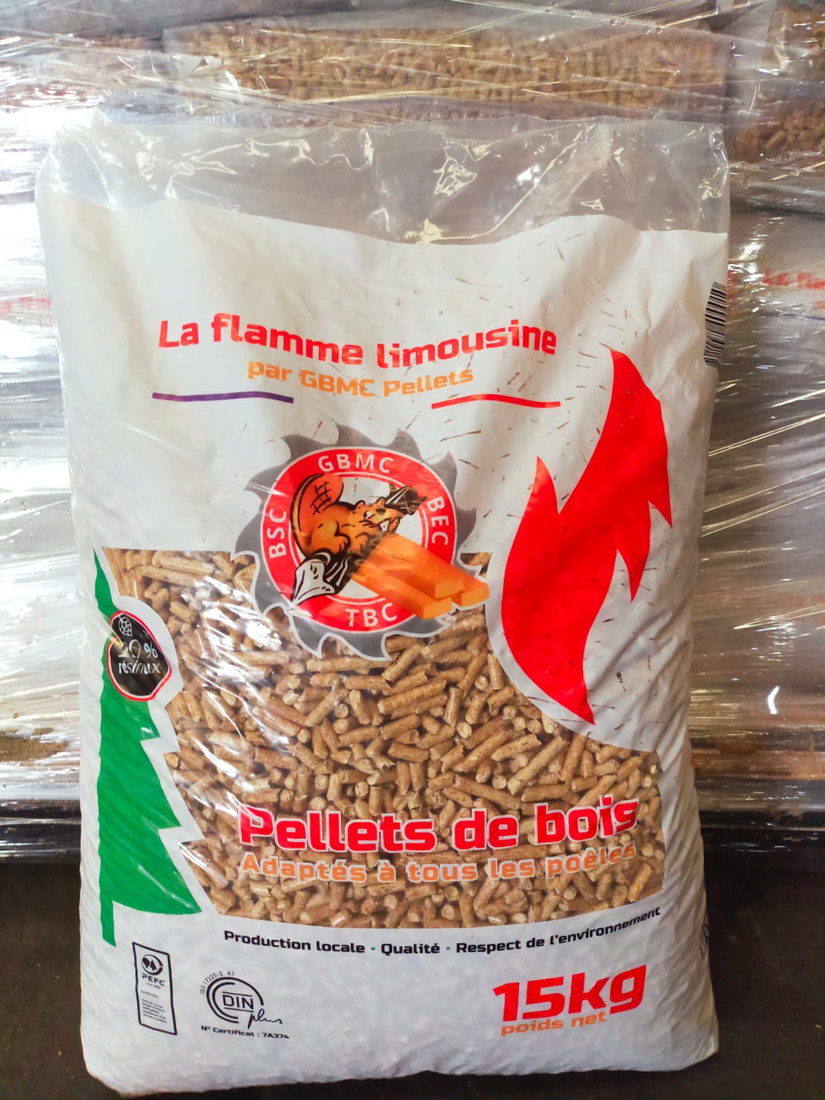Lot de 5 sacs de 15kg de Pellets La Flamme Limousine
